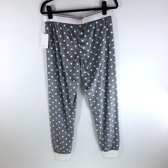 PJ Salvage Womens Pajama Jogger Pants Soft Lounge Polka Dot Drawstring Gray M - Picture 2 of 4